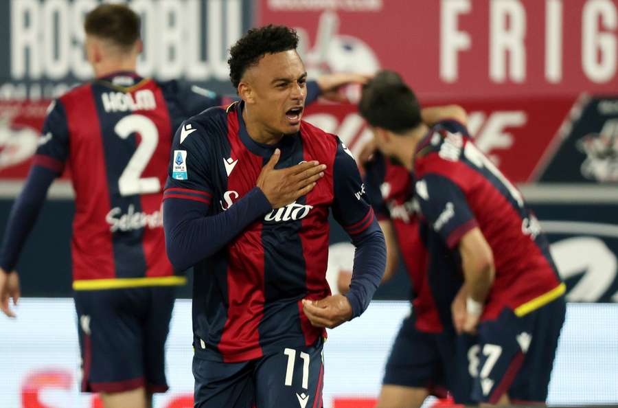 Ndoye celebrates his equaliser Ndoye celebrates his equaliser